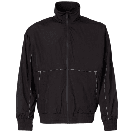 Piping Logo Black Windbreaker Jacket