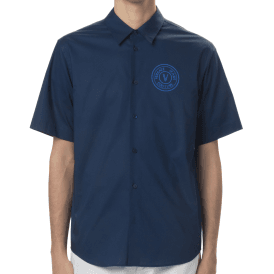 Printed Logo Blue Short Sleeve Shirt