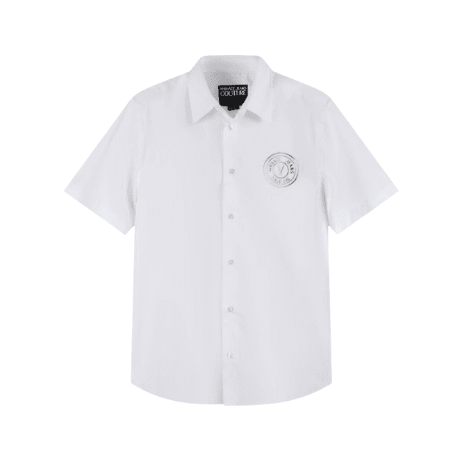 Versace Jeans Couture Printed Logo White/Gold Short Sleeve Shirt