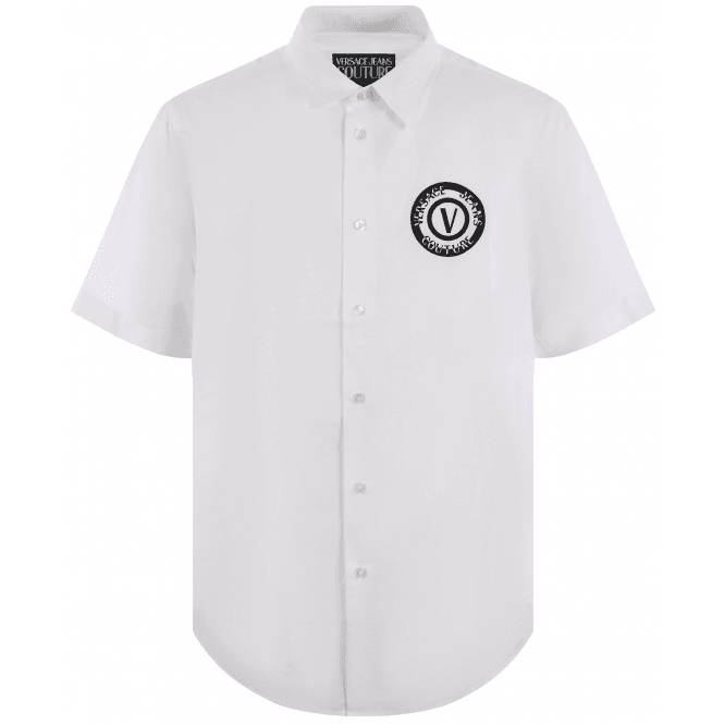 Versace Jeans Couture Printed Logo White Short Sleeve Shirt
