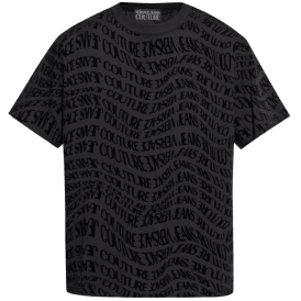 Regular Fit Liquify All Over Logo Black T-Shirt