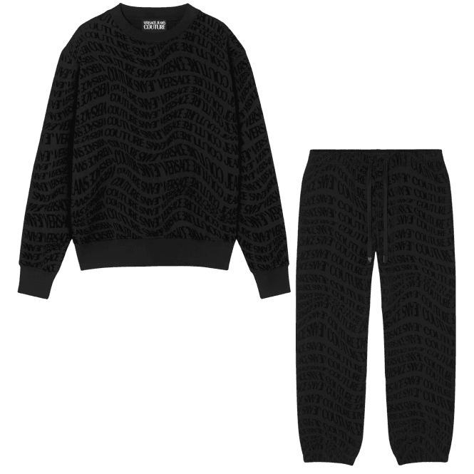 Versace Jeans Couture Regular Fit Liquify All Over Logo Black Tracksuit