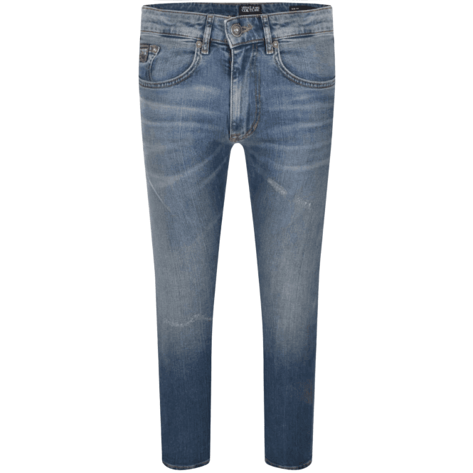 Versace Jeans Couture Skinny Fit Distressed Blue Jeans