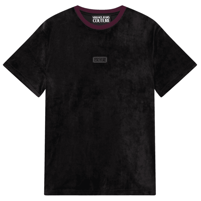 Versace Jeans Couture Slim Fit Velour Black T-Shirt